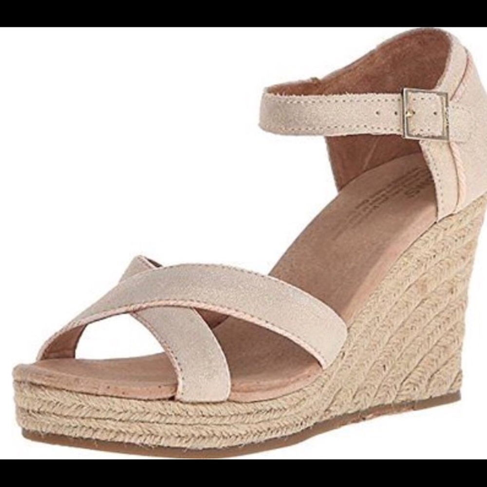 Toms metallic sandal wedges size 7.5